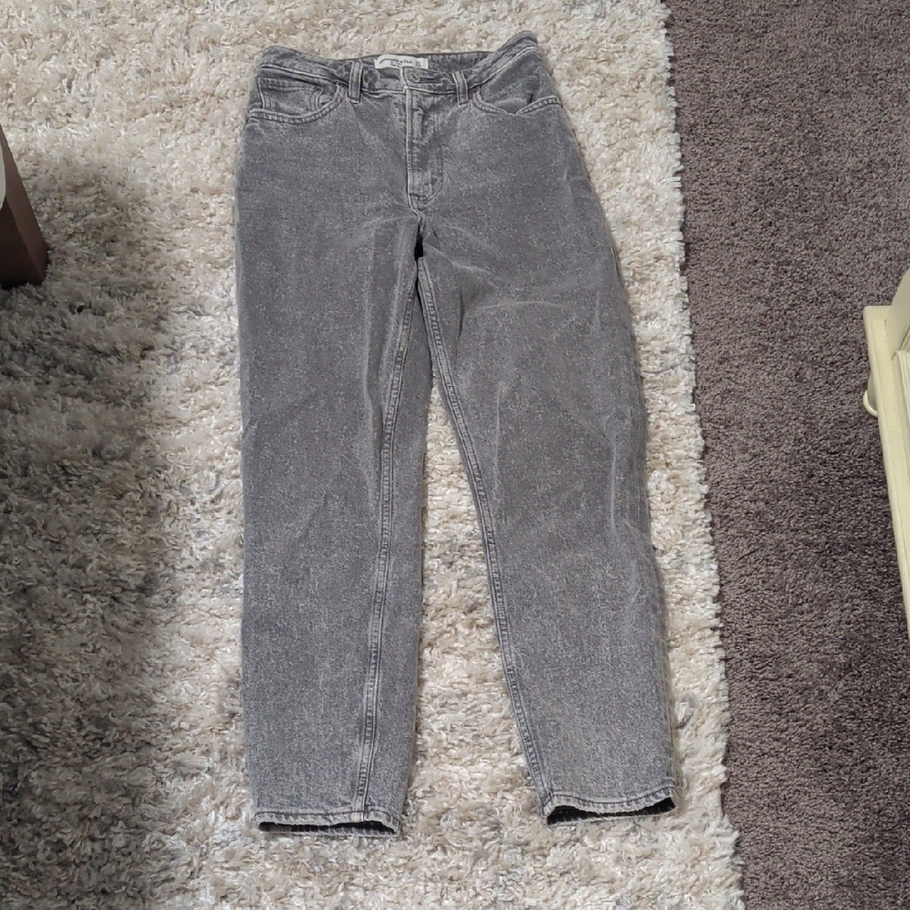 Abercrombie & Fitch Women's Gray The Mom Hight Rise Jeans- Curve Love 24/00